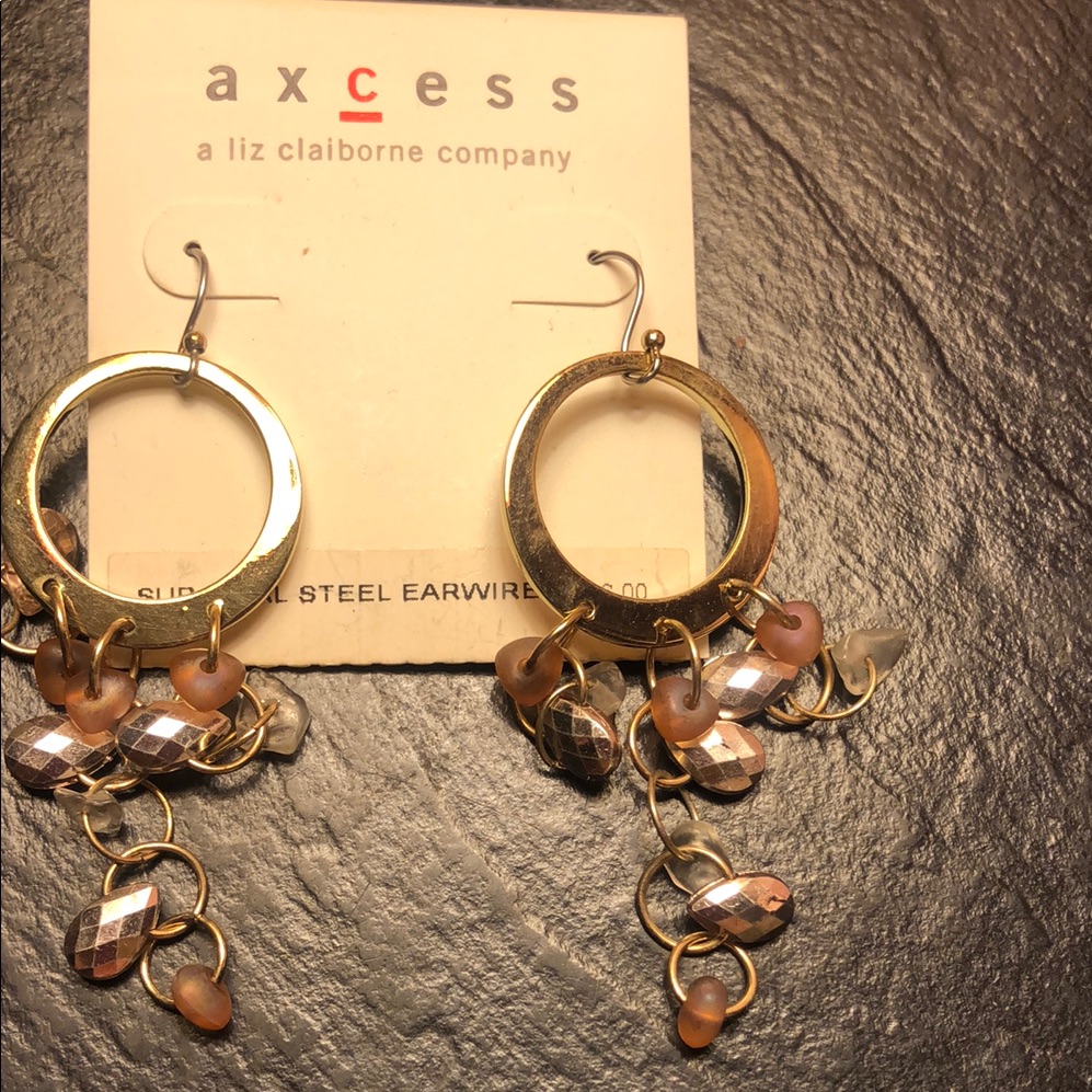 Axcess Gold And Brown Cascading Hoop Earrings